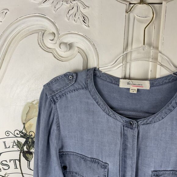Two by Vince Camuto Chambray Button Down Utility Shirt Size S - Picture 9 of 14